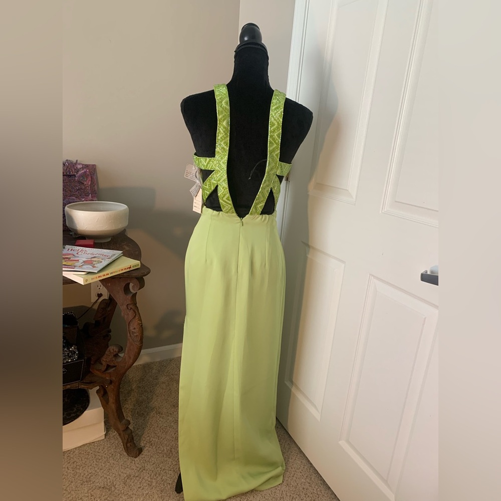 Beaded Lime Sorbet Evening Gown
